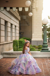 LuXee Couture Gown Rental~ Rainbow Dot